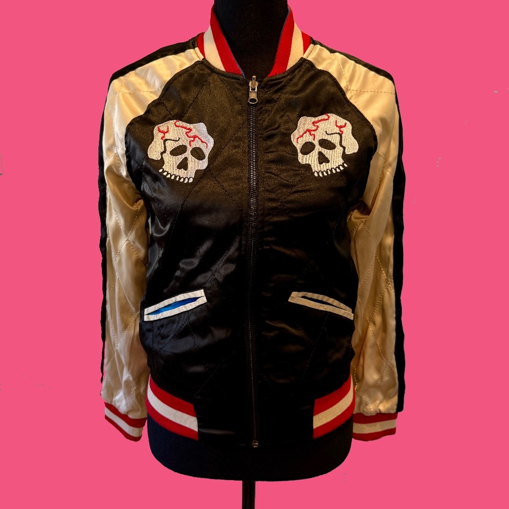 NWT Straight to Hell Black and Blue Souvenir Reversible Satin Jacket - Picture 2 of 10